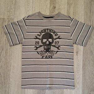 Crazy 8 Black and Gray Striped Cotton Tee
